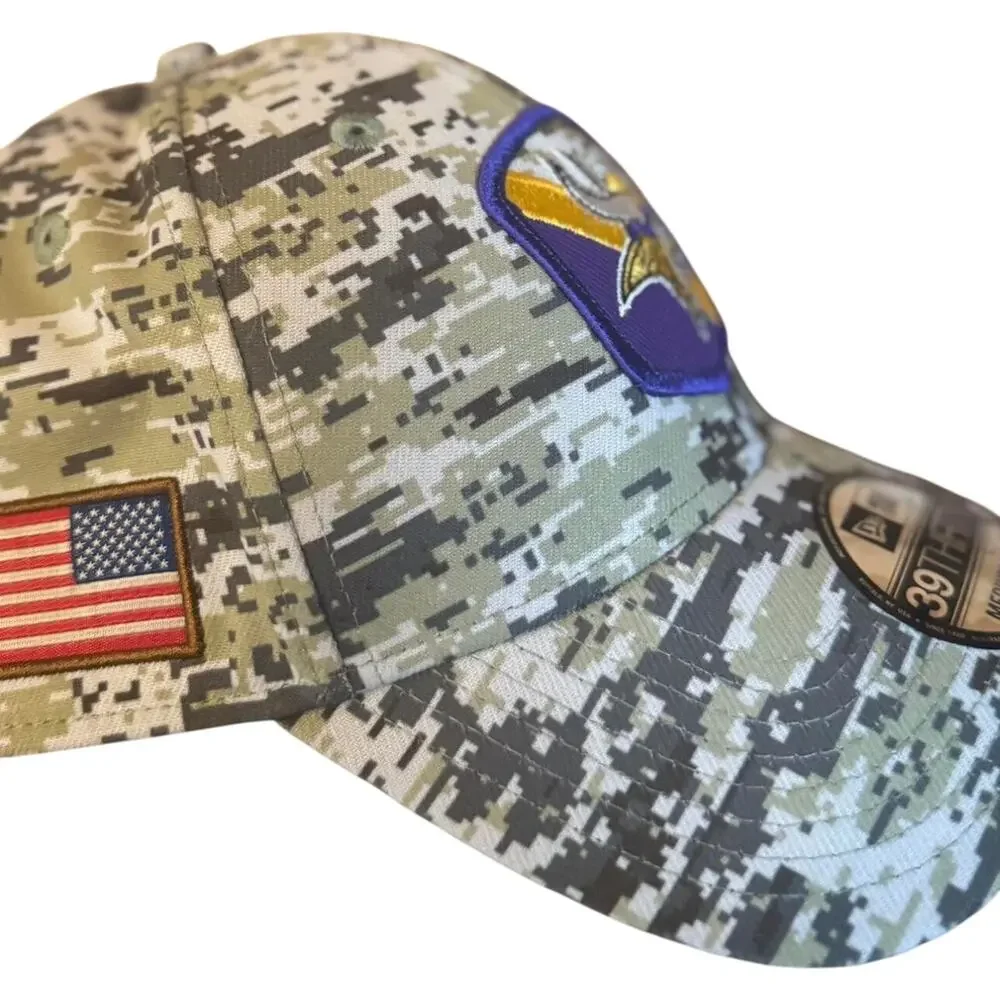 Minnesota Vikings New Era 39THIRTY Camo Hat M/L NFL Stretch Fit NWT